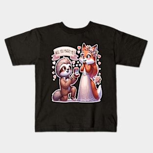 Enchanted Proposal, Sloth & Fox Love Kids T-Shirt